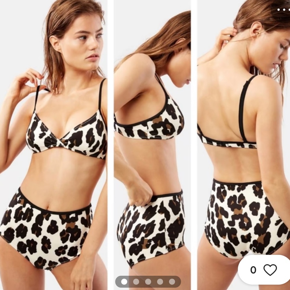 Solid & Striped Annabelle Bandeau Top Small Brigitte Bottom Medium Leopard - Picture 3 of 16